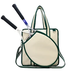 Large Canvas Tennis Bag in Solid Color Beige Tennis Tote Bag for Men and Women High Quality Canvas Tennis Racquet Should Bag