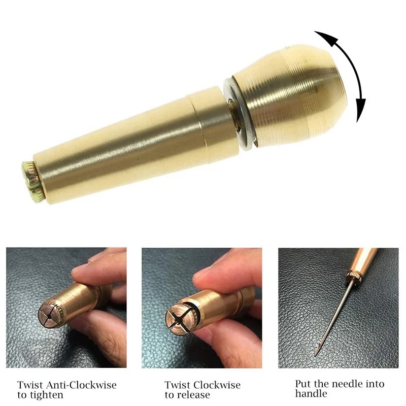 النحاس مقبض الخياطة Awl اليد خياطة الأحذية أداة إصلاح DIY بها بنفسك قماش الجلود الإبر DIY بها بنفسك الجلود مشمع الموضوع أدوات خياطة