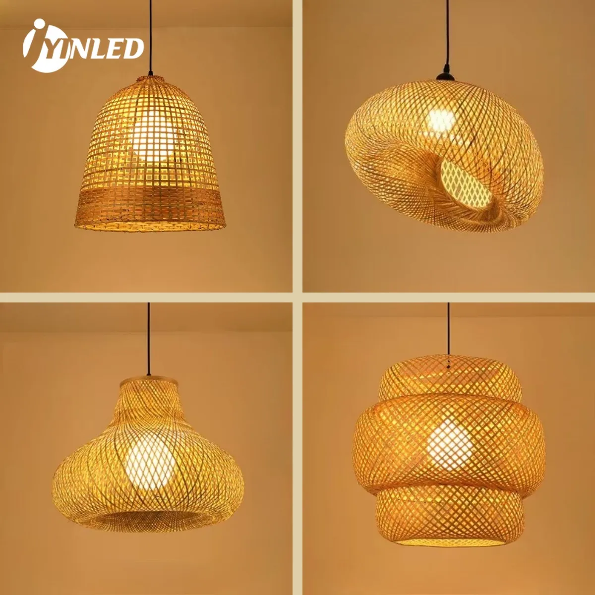 40/50/60 Lustre Rattan Wicker Ceiling Pendant Light Hanging Lamp Hand Braided Craft Bamboo Chandelier Home Living Bed Room Decor