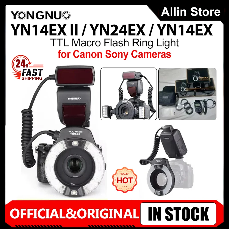 Yongnuo YN14EX II YN24EX Macro Speedlite Ring TTL Flash Light LED for Canon 5D Mark II 5D Mark III 6D 7D 60D 70D For Sony