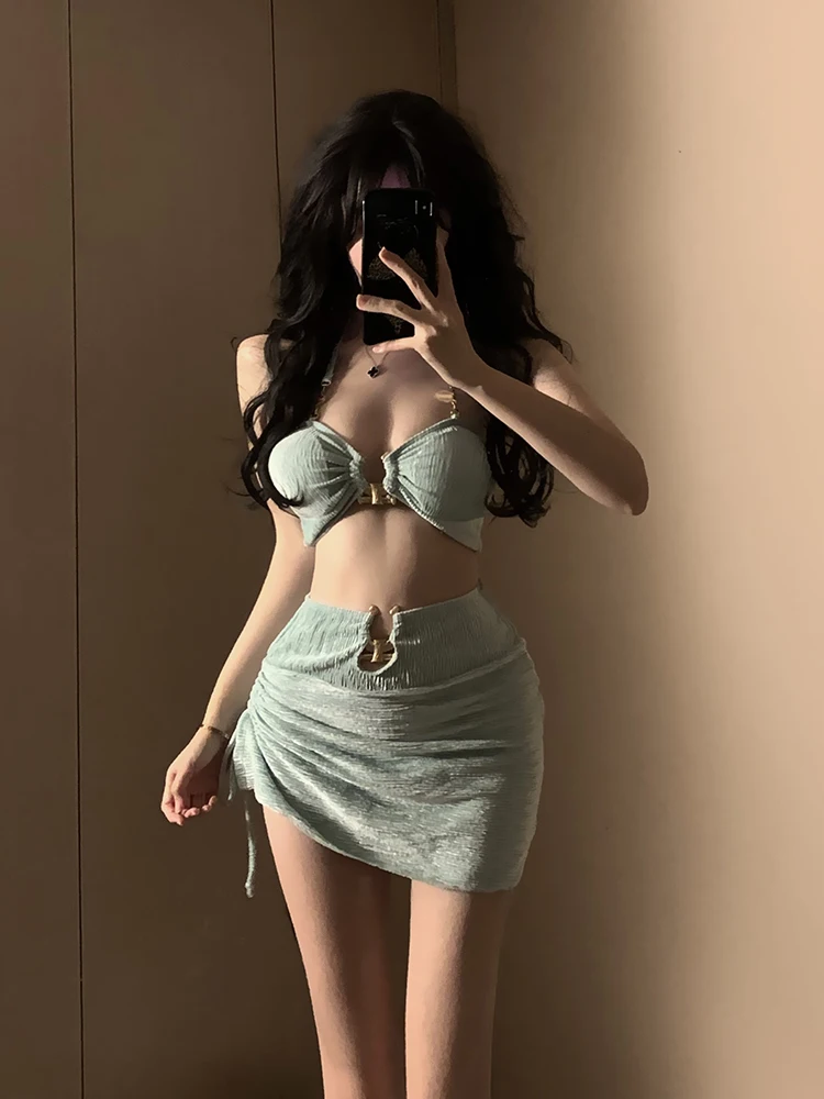 

Mint een Bikini Sexy Pure Desire Internet Celebri Sle High-End Feeling Small Chest Slimming Vaion Hot Spring Women's...