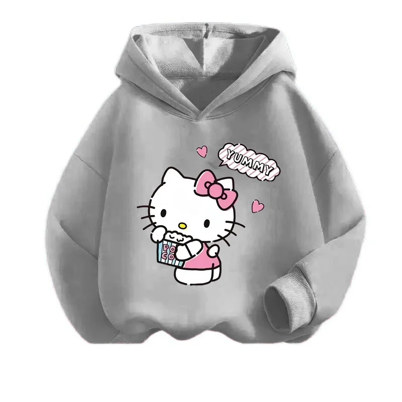 Kawaii Hello Kitty Hoodie Kids Clothes Girls Clothing Fashion Baby Boys Clothes Autumn Warm Sweatshirt Children Tops