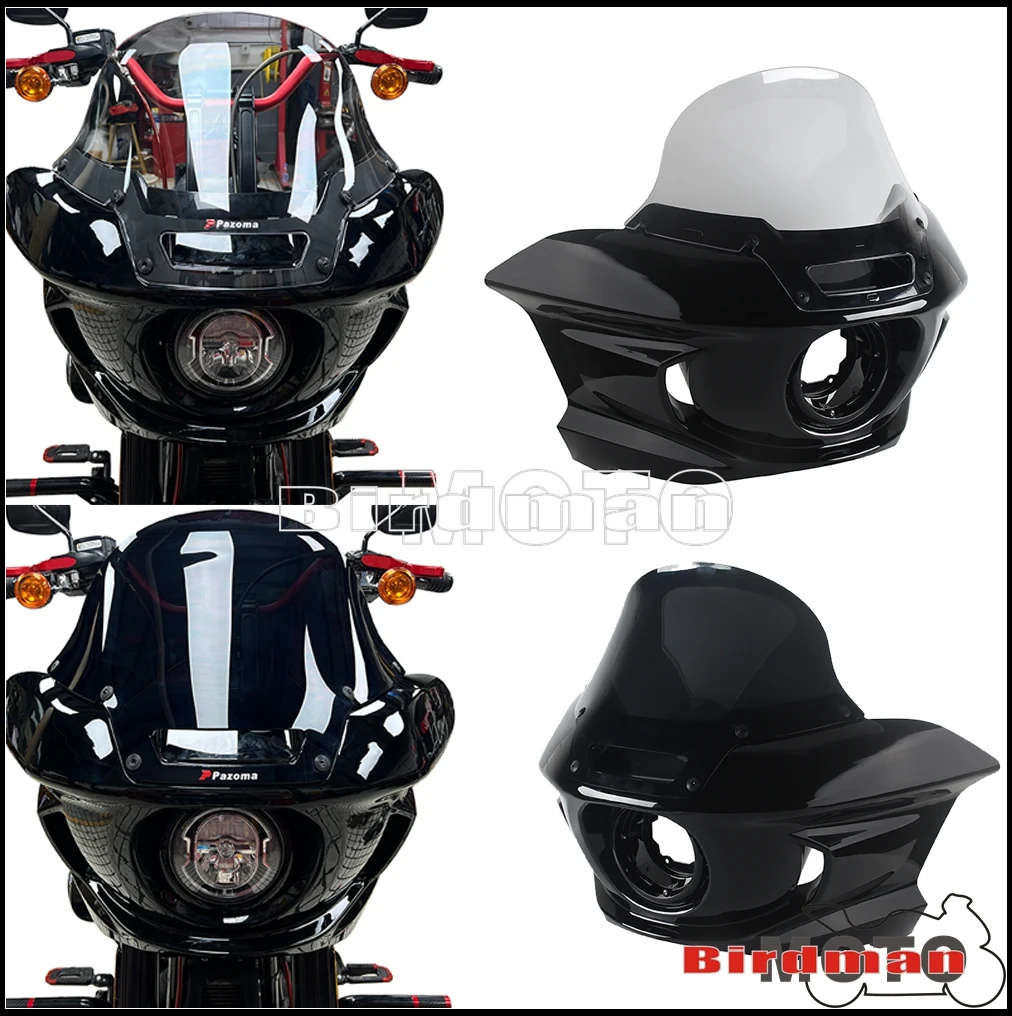 

Moto Windshield Cowl Covers For Harley M8 Softail Low Rider S 117 FXLRS 2022-2025 ST Style Front Headlight Fairing W/Bracket Set