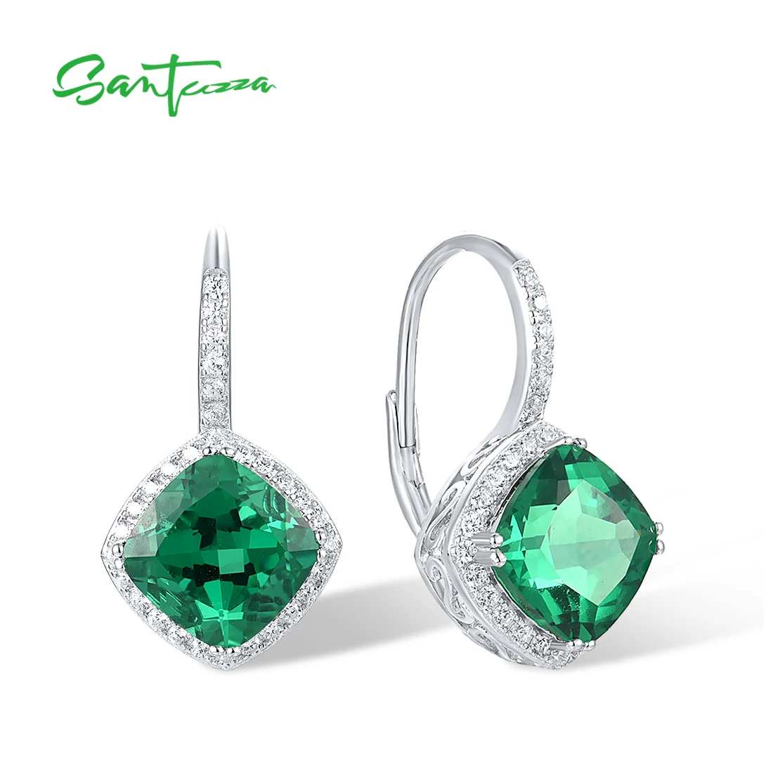 santuzza autentico 925 sterling silver dangling brincos para mulheres cz branco espinelio verde festa luminosa delicado joias finas 01