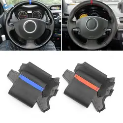 Braid on Steering Wheel For Renault Megane 2 2003-2008 Kangoo 2008 Scenic 2 2003-2009 Steering Wheel Hand-stitched Leather Cover