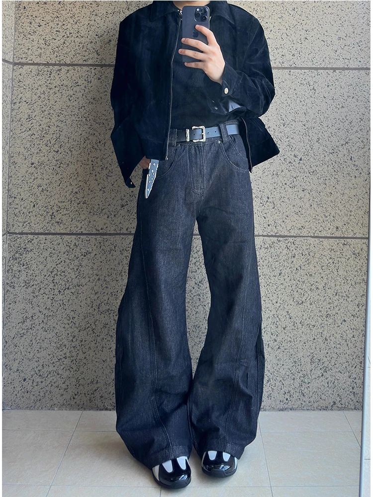 

Мужские джинсы Cleanfit в американском ретро-стиле, свободные, широкие, длинные брюки, оригинальные джинсы с драпировкой, деконструированный деним