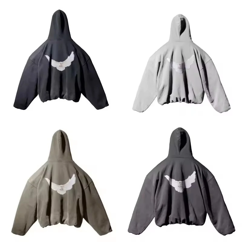 

Dove Print Kanye West Hooded Hoodie Men Women Streetwear Sweatshirts High Quality Season 6 Loose Heavy Fabric Pullover