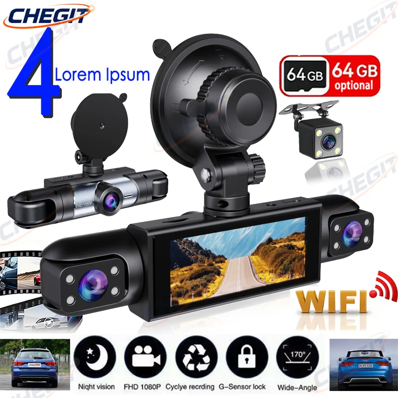 

3/4 камера WIFI видеорегистратор кабины автомобильный видеорегистратор 1080P интерьер автомобиля трехсторонний канал видеорегистратора видеорегистратор видеорегистратор видеокамера