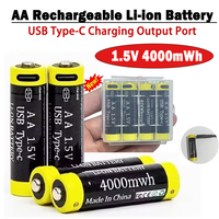 AA 4000mWh Battery1.5V Rechargeable Li-ion Battery for Mouse Remote Control Small Fan Electric Toy Batteries USB Type-C Cable
