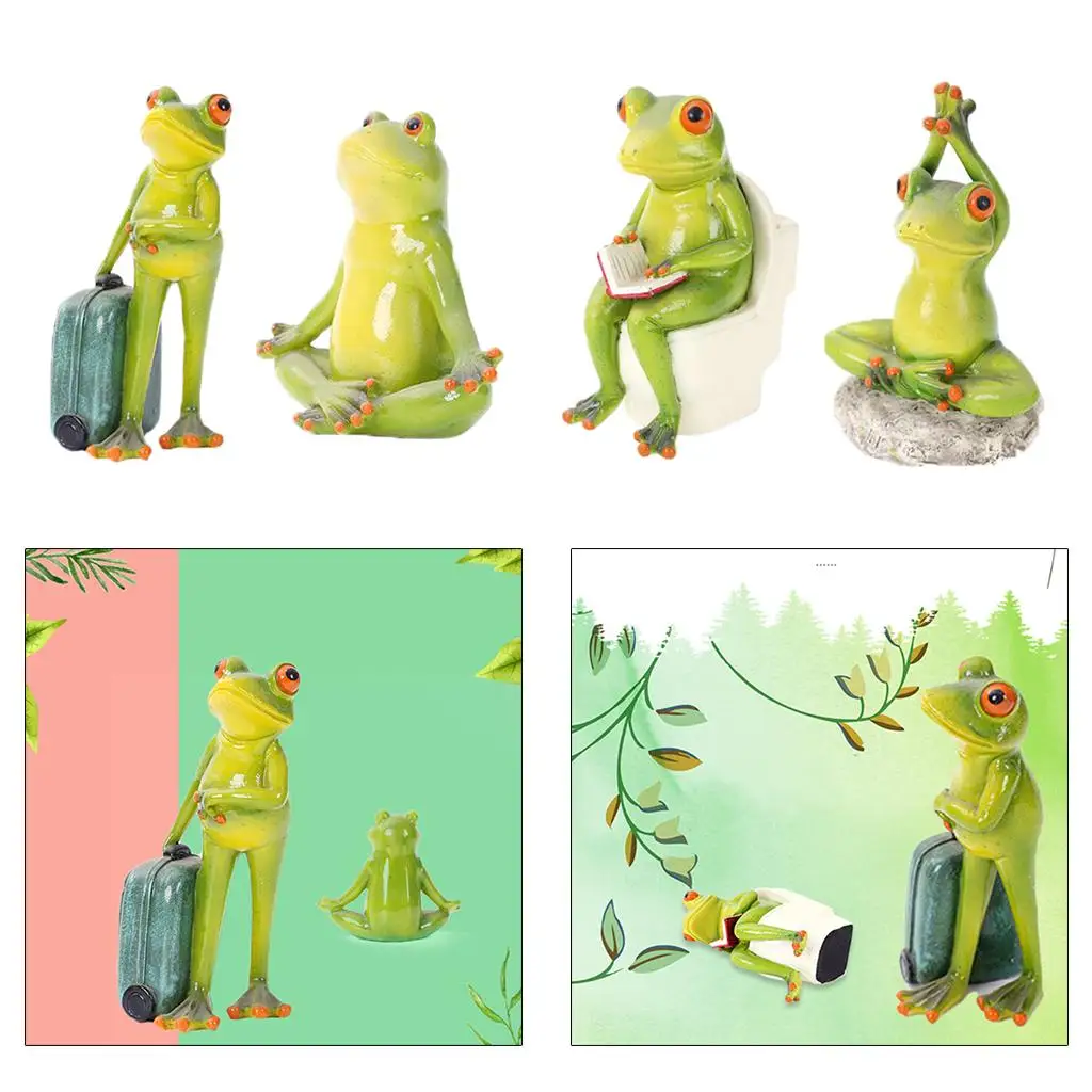 Frogs Statue Figurine Resin Craft Miniature Animal Sculpture