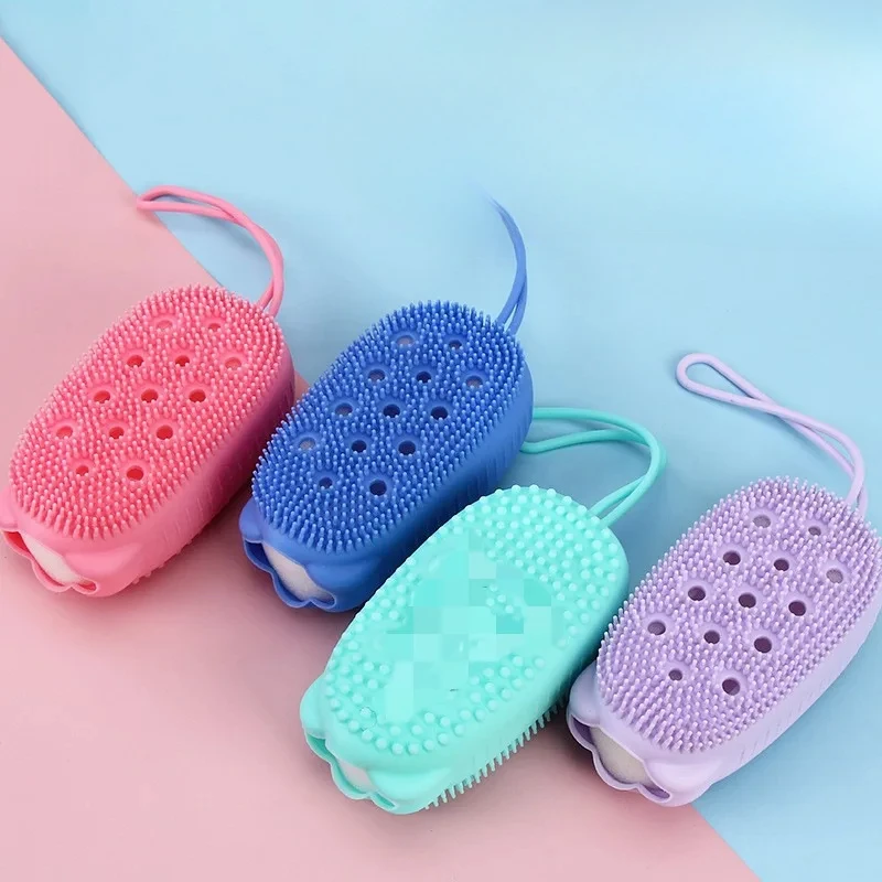 

Silicone Body Scrubber Shower Exfoliating Scrub Sponge Bubble Bath Brush Massager Skin Cleaner Cleaning Pad Bathroom Accessories