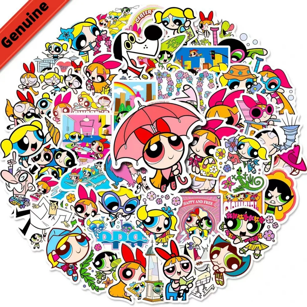 50 szt. Oryginalne naklejki z kreskówki Dziewczyny Mocy Kawaii na walizkę, gitarę, butelkę na wodę, artykuły papiernicze, dekoracje, naklejki, prezent urodzinowy dla dziewczynki
