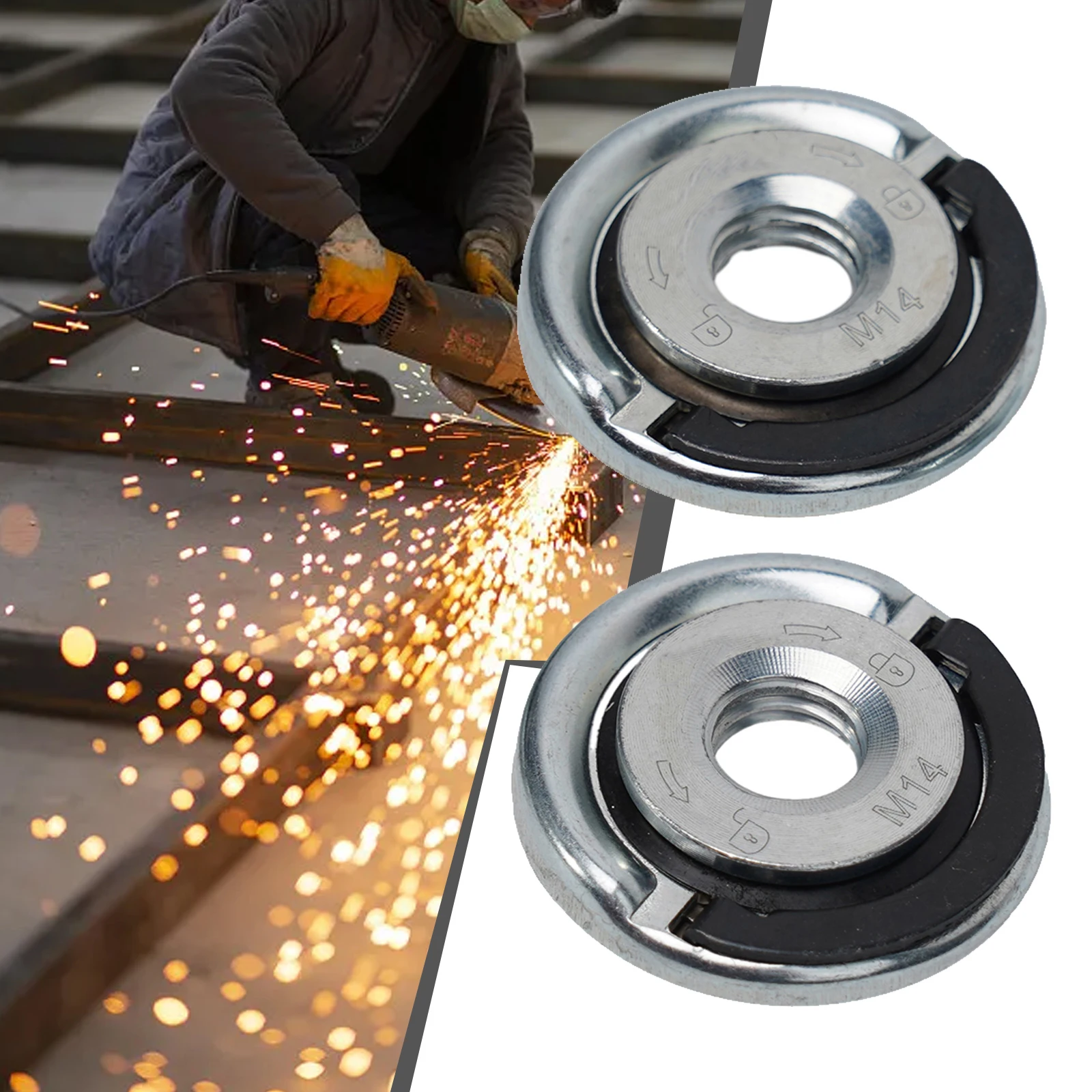 

2× For M14 Quick Release Self-Locking Grinder Pressing Plate Flange Nut Power Chuck For Power Tool Accessory In Stock
