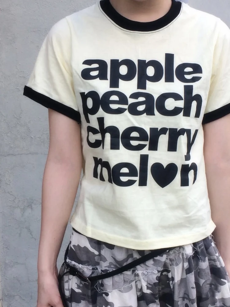 

XiaoTu Yu Comfortable Casual Contrast Color Letter Print T-irt Women's oulder round Ne ort Sve Tee Trendy Cotton