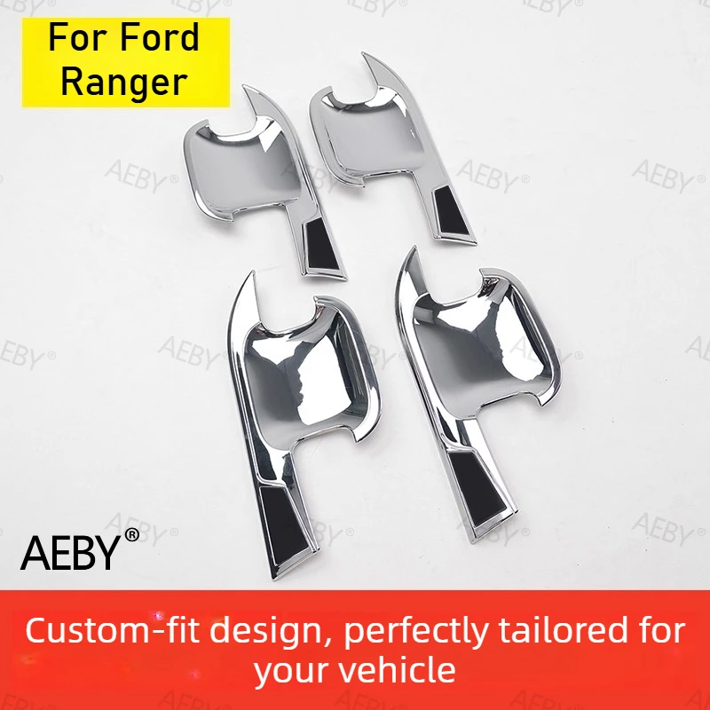 

For Ford Ranger 2022-2026 Self-adhesive chrome door handle gloves,Rearview mirror cover grille decoration,car appearance