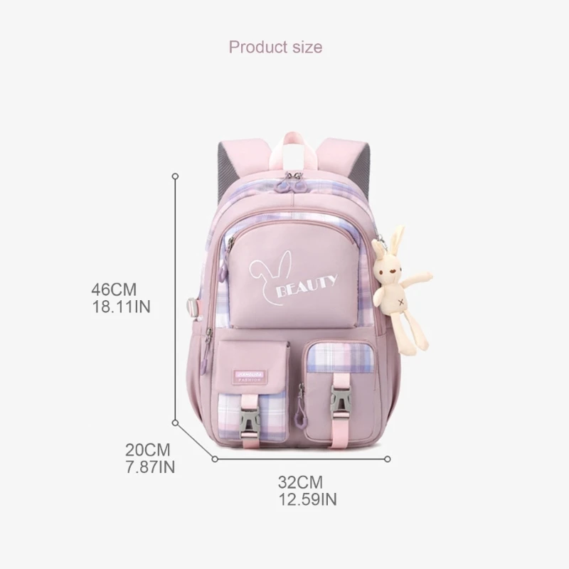 Ransel Sekolah untuk Anak Perempuan Remaja Liontin Lucu Daypack Tas Kapasitas Besar