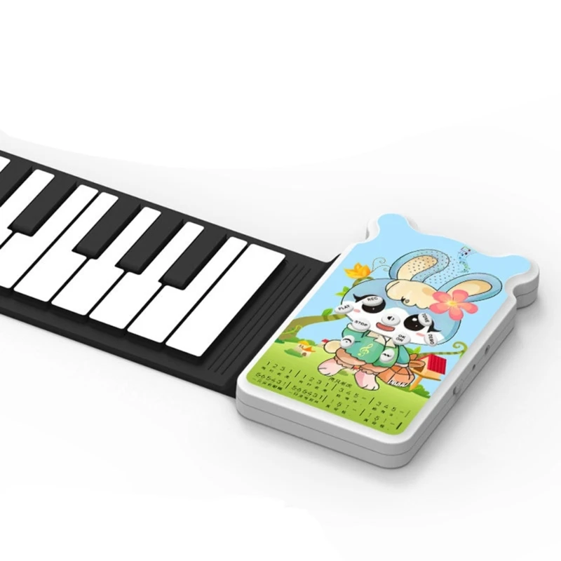 652D Roll Up Piano, 49 Key Multifunctional Electronic Piano Keyboard Foldable Hand Roll Out Piano, Educational Soft Keyboard