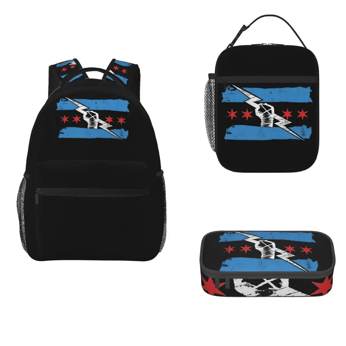 CM Punk WWE 2023 Backpacks Boys Girls Bookbag Students School Bags Cartoon Kids Rucksack Lunch Bag Pen Bag Three-Piece Set