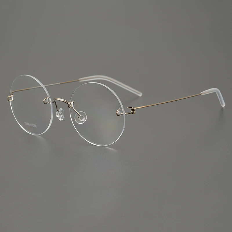 Denmark Brand Rimless Round Glasses Frame 356 Ultralight Men Screwless Titanium Eyeglasses Frames Spectacles Women Eyewear Gafas image 3