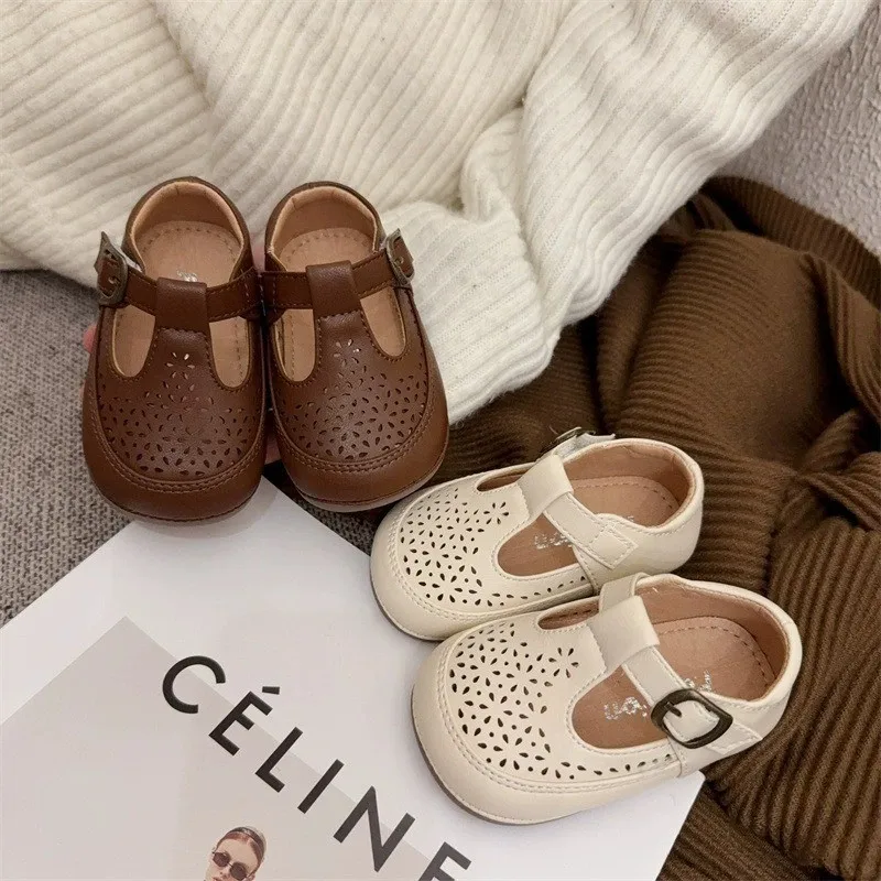 

French Girl Shoe 25autumn New Baby Shoe Soft Sole Walking Shoe Hollow Out Princess Shoes Girl Fashion Kid Shoesтуфли Для Девочки