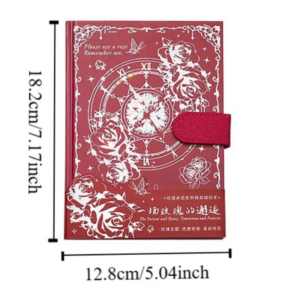 Rose Style Exquisite Diary Notebook Color Pages Multi Layer Retro Rose Notebook Thicken Magnetic Button Romantic Diary Planner