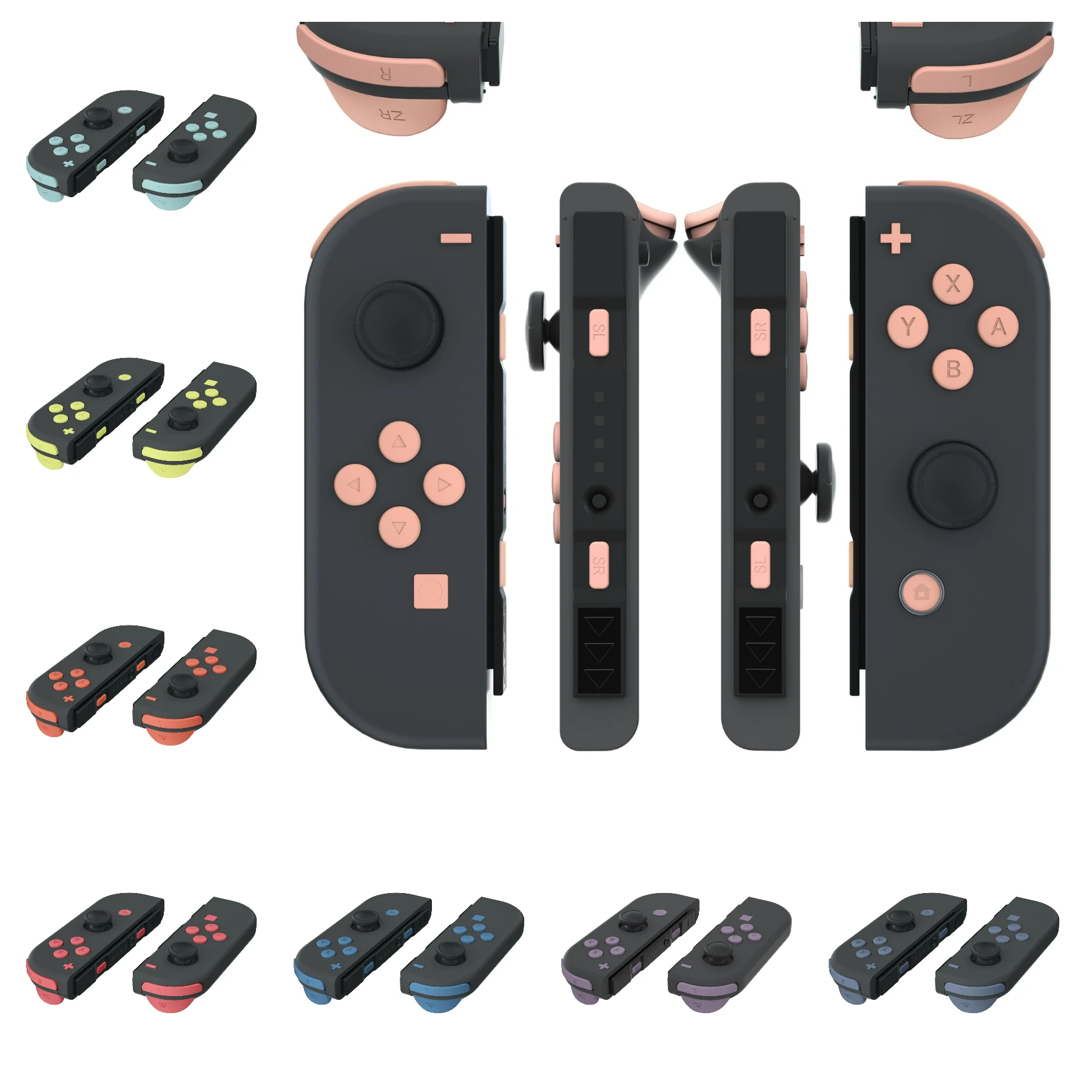 eXtremeRate Full Set Buttons for NS Switch & OLED JoyCon, ABXY Direction Keys SR SL L R ZR ZL Trigger W/Tools - 9 colors