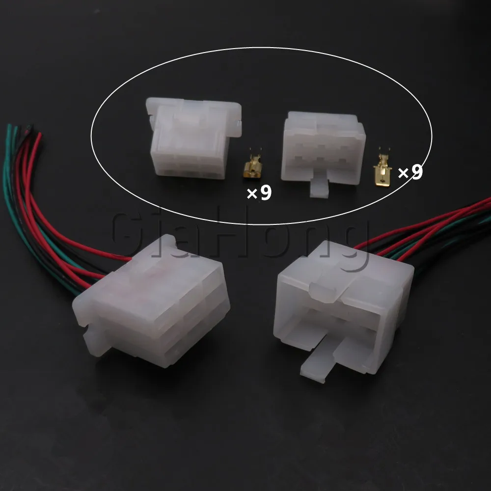 

Комплект из 9-контактных разъемов серии 6.3 для автомобильных высокотоковых неизолированных кабелей, пластиковый корпус, коннектор переменного тока 6120-2093, 6110-4593