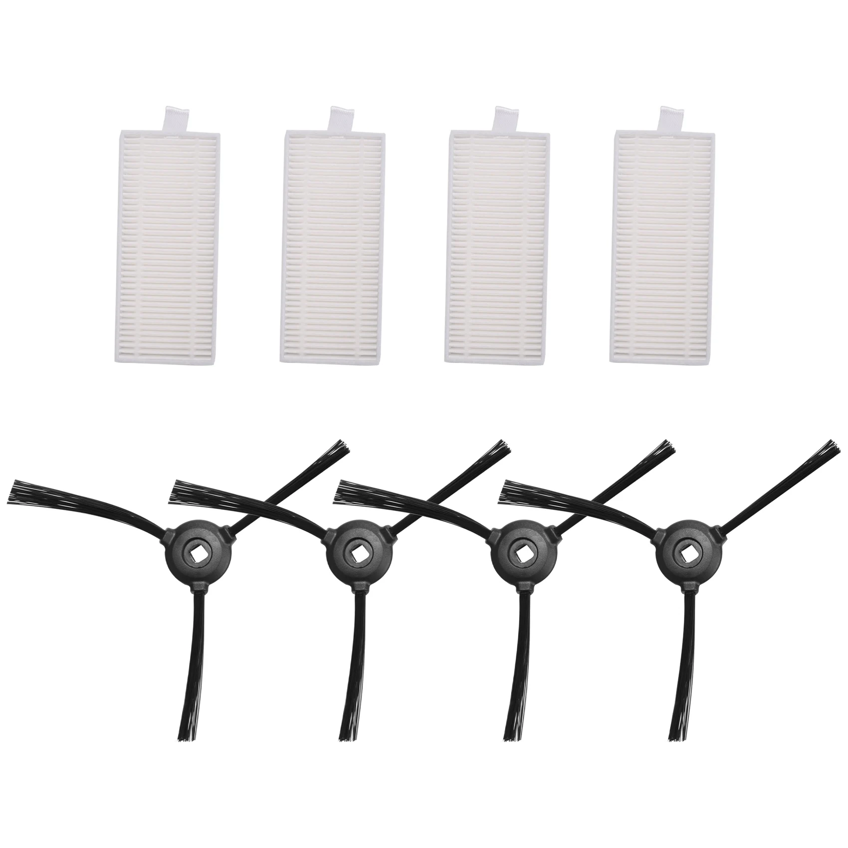 

【A43T】для Lefant M520/M501 запасные части, моющиеся 4 HEPA-фильтра + 4 боковых щеток, комплект аксессуаров для роботов-пылесосов