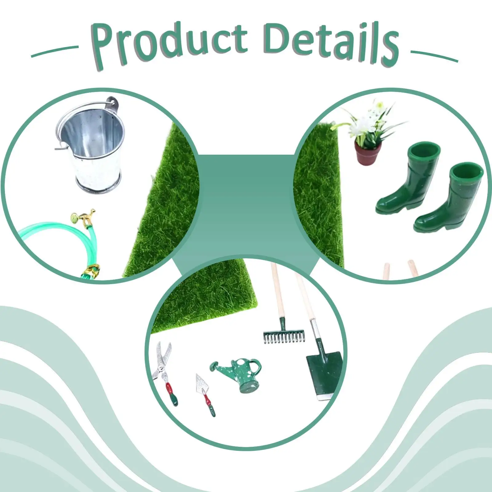 ชุดเครื่องมือทำสวนจิ๋ว ของเล่นจำลองฉากสวน ชุดเครื่องมือทำสวนขนาดเล็ก สำหรับตกแต่งสวนหลังบ้าน