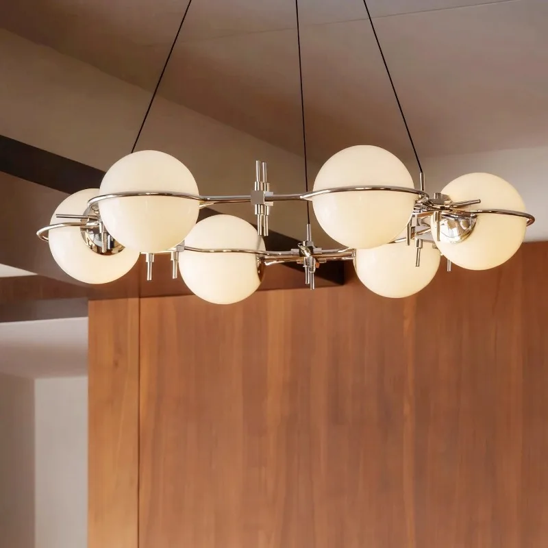 Modern minimalist light luxury glass ball high-end living room chandelier, eye protection main lamp Zhongshan lamps