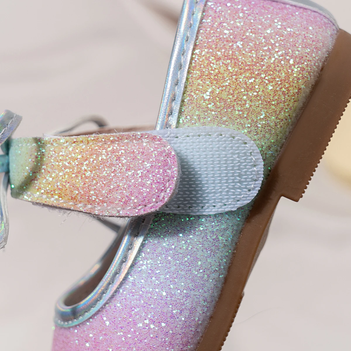 Regenbogen-Glitzer-Mary-Jane-Schuhe für Kleinkinder, Prinzessinnen-Ballerinas für Hochzeiten, Partys, Alltag, Freizeit, rutschfeste Kinder-Festtagschuhe – Detail 7