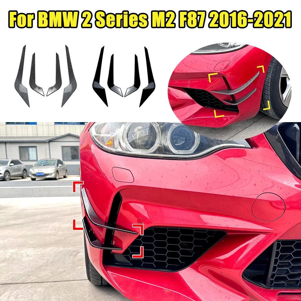 4Pcs Front Bumper Side Air Vent Stickers For BMW 2 Series M2 F87 2016-2021 Auto Fog Light Intake Frame Cover Exterior Modified