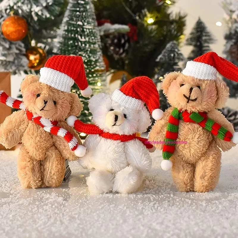 Christmas plush curly bear doll one-piece bear hand with DIY material gift cake decoration ornament doll gift