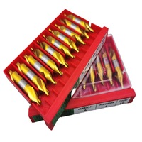 10 pcs Titanium Plated Center Drill Bit W6542 High Speed Steel Coated Center Drill A1 A1.5 A2 A2.5 A3 A4 A6