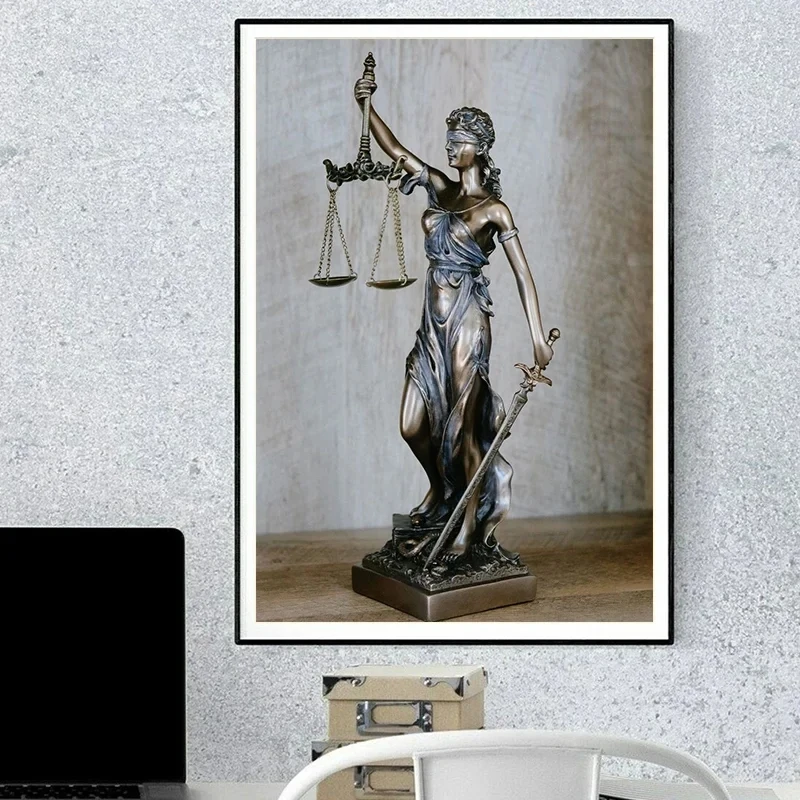 Abstract Scales of Justice Art Lawyer Poster and Prints Canvas Painting Wall Art Picture for Room Home Law Office Decor