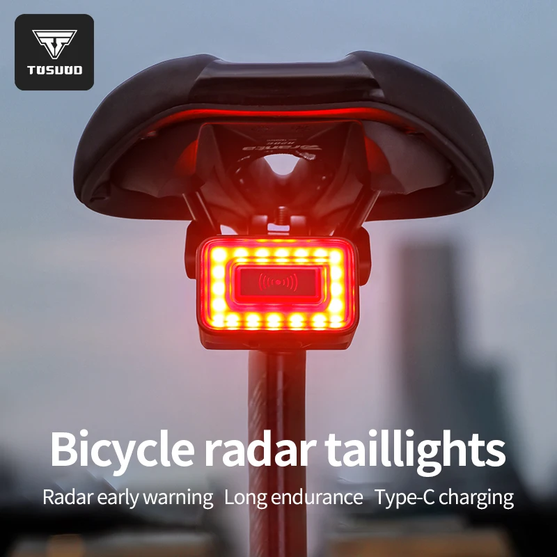 

TOSUOD RT01 Black radar taillight. Advanced intelligent sensor radar technology. Enhance riding safety with automatic response.