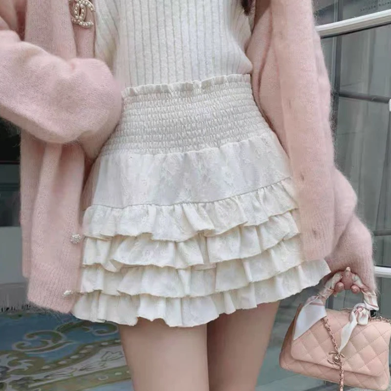 Y2k spódnice damskie Lolita moda na cały mecz Harajuku randki baletcore seksowne Hotsweet wielowarstwowe w pasie Mini Faldas College Ins
