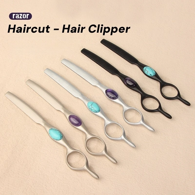 1 قطعة شفرات تحفيف الشعر مع شفرة برو سبائك الزنك الفيروز جمشت صالون الحلاق شفرات حلاقة تصفيف الشعر القاطع سكين