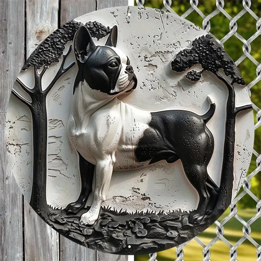 Lebhaftes Aluminium-Metallschild, perfekt für die Dekoration im Schlafsaal, Valentinstagsgeschenk, Hippie-Thema, Liebhaber von Boston Terrier