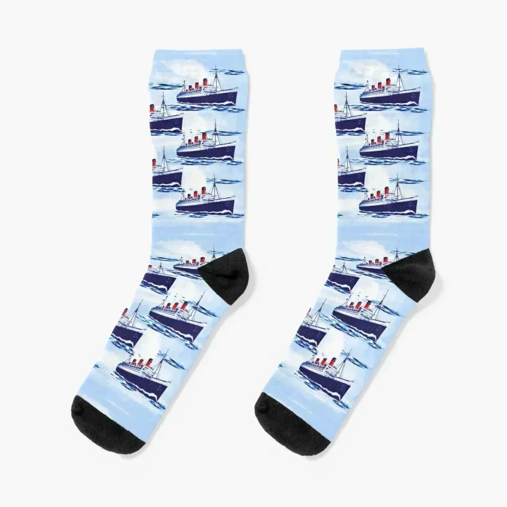 

Boat Scrub Cap Pattern Socks winter thermal with print hiphop Socks Girl Men's