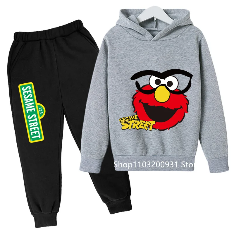 2024 Hot Sesame Street fashion children's and men's spring and summer hoodie sports casual street style hoodie set