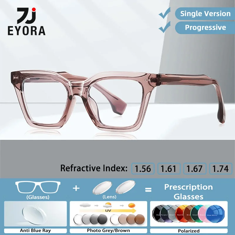 

EYORA Fashion TR90 Retro Reading Glasses for Women Myopia and Hyperopia Anti Blue Light Progressive Photochromic Eyewear Lenses