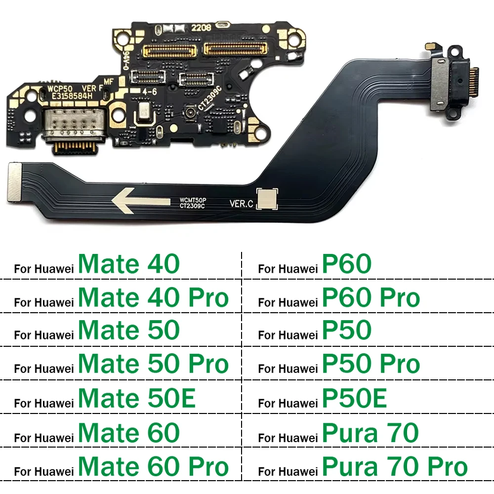 New For Huawei Mate 40 50 50E 60 Pro P50 P60 P50E Pura 70 Pro Dock Connector USB Charger Charging Board Port Flex Cable