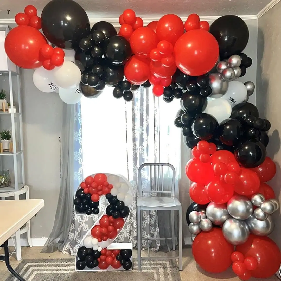 90pcs Red black balloon wreath kit,weddings,Birthdays, graduations, anniversaries. Casino PROM.Halloween party decorations