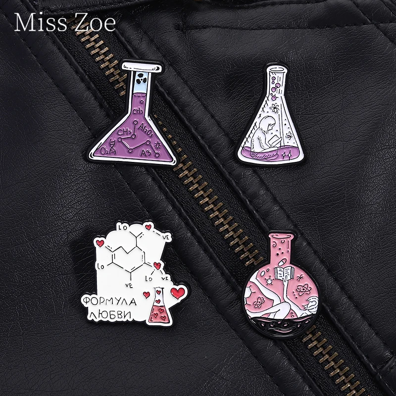 

Scientific Experimental Chemistry Molecular Reagents Enamel Pins The Formula Of Love Brooches Lapel Badges Clothes Jewelry Gift