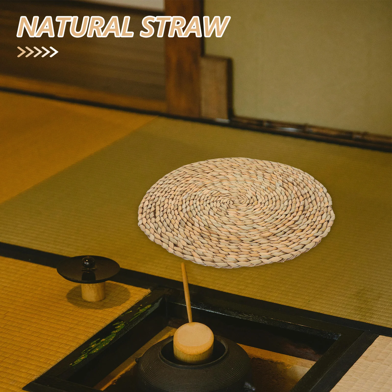 

Straw Woven Floor Cushion Round Seating Mat Chair Pad Yoga Meditation Cushion Rustic Home Decorative Sitting Pillow