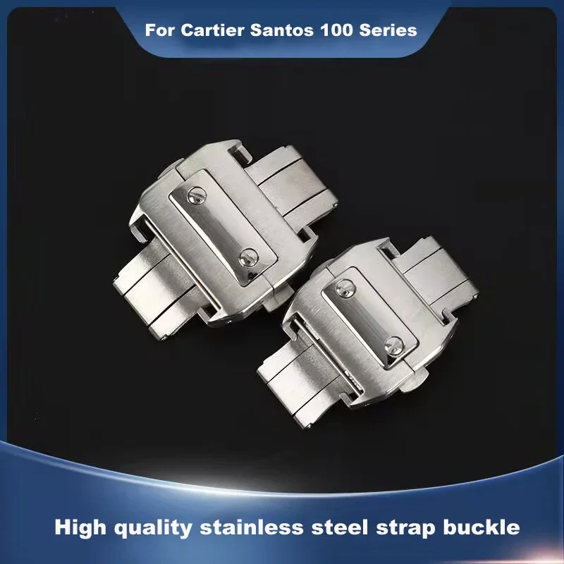 Hochwertige Uhrenschließe aus 316L Edelstahl, Butterfly-Faltschließe für Cartier Santos 100 Serie, 18mm 21mm