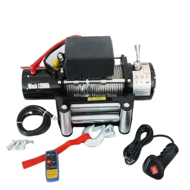 JYH Portable Electric Boat Anchor Mini Winch 12v 24v 6000lbs Steel Wire Rope For Auto 4WD