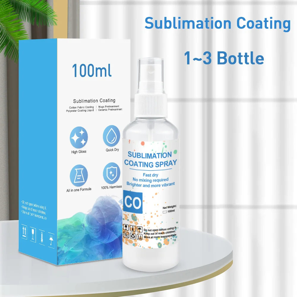 100ml Sublimation Coating Spray For Cotton Fabric T-shirt Mug Cap Glass Ceramic Wood Metal Sublimation Ink Pretreatment Liquid