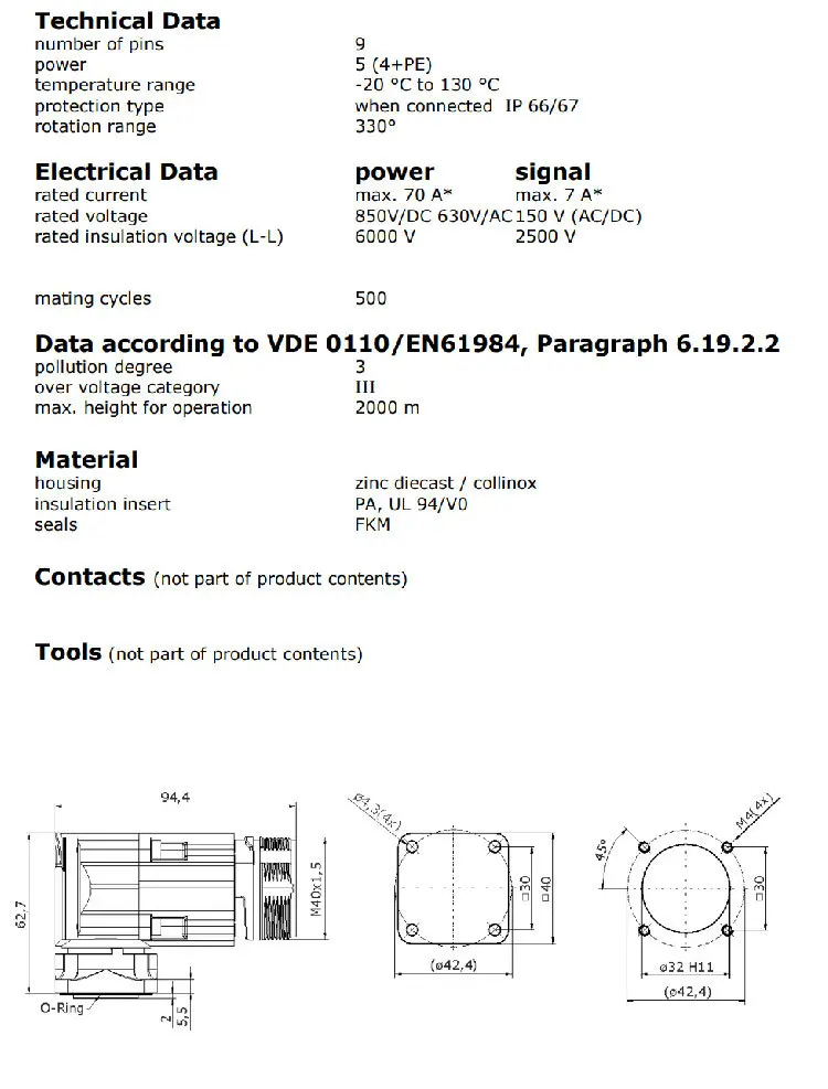 M40 poder cotovelo aviação Bend titulares, conector híbrido de 9 núcleos